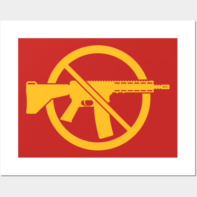 Gun Ban / Prohibition Sign (No Weapons / Peace / Gold) Wall Art by MrFaulbaum